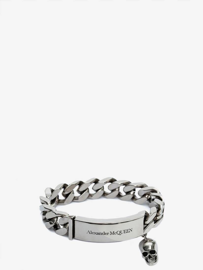 Pulsera Alexander McQueen Identity Chain Hombre - Plateados - Mexico 210-SCMPVO